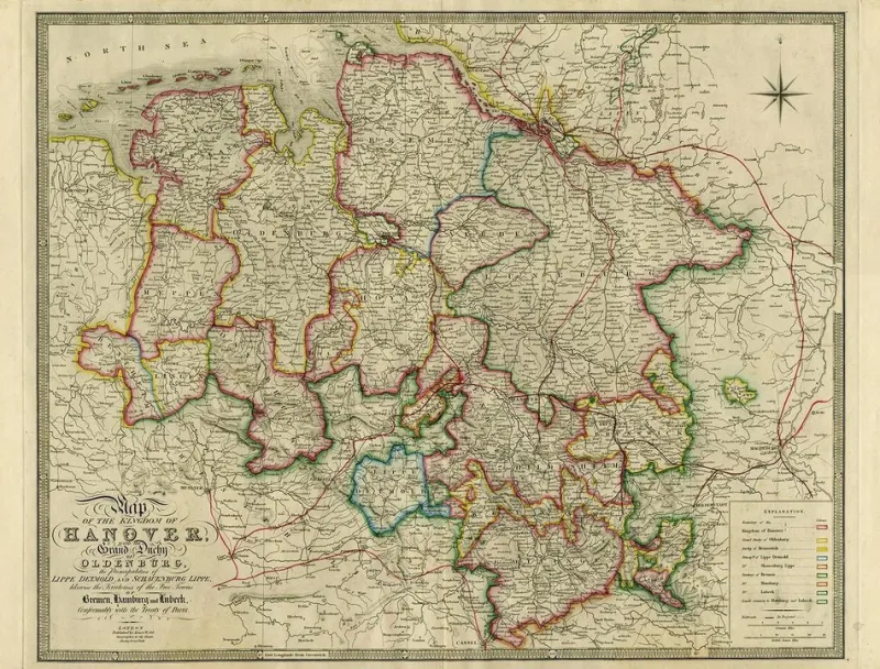 Discount Pamono Map of Northern Germany, 1854