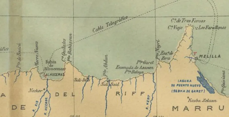Pamono Map of Spanish Possessions in North Africa, 1903> Wall Decor