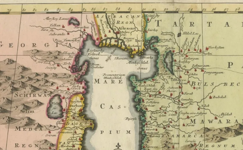 Pamono Map of the Persian Empire by Schenk, 1722> Wall Decor