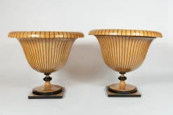 Pamono Maple Planters with Ebony Inlays, 1930s, Set of 2> Planters And Jardiniere