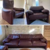 Pamono Maralunga Sofa and Armchairs in Burgundy Leather by Vico Magistretti for Cassina, 2000s, Set of 3