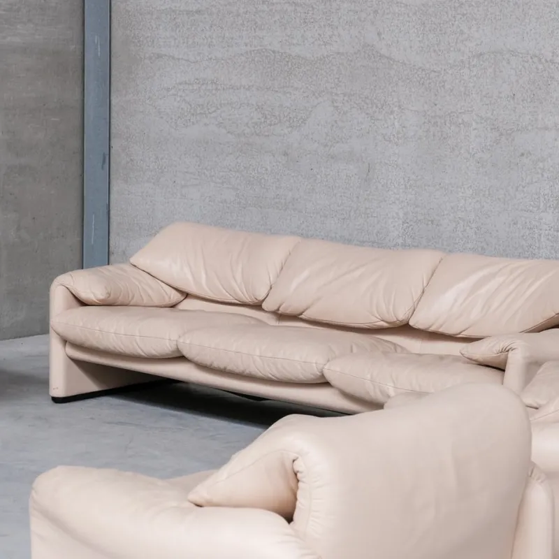 Pamono Maralunga Sofas and Armchairs by Vico Magisretti for Cassina, 1990s, Set of 5> Living Room Sets