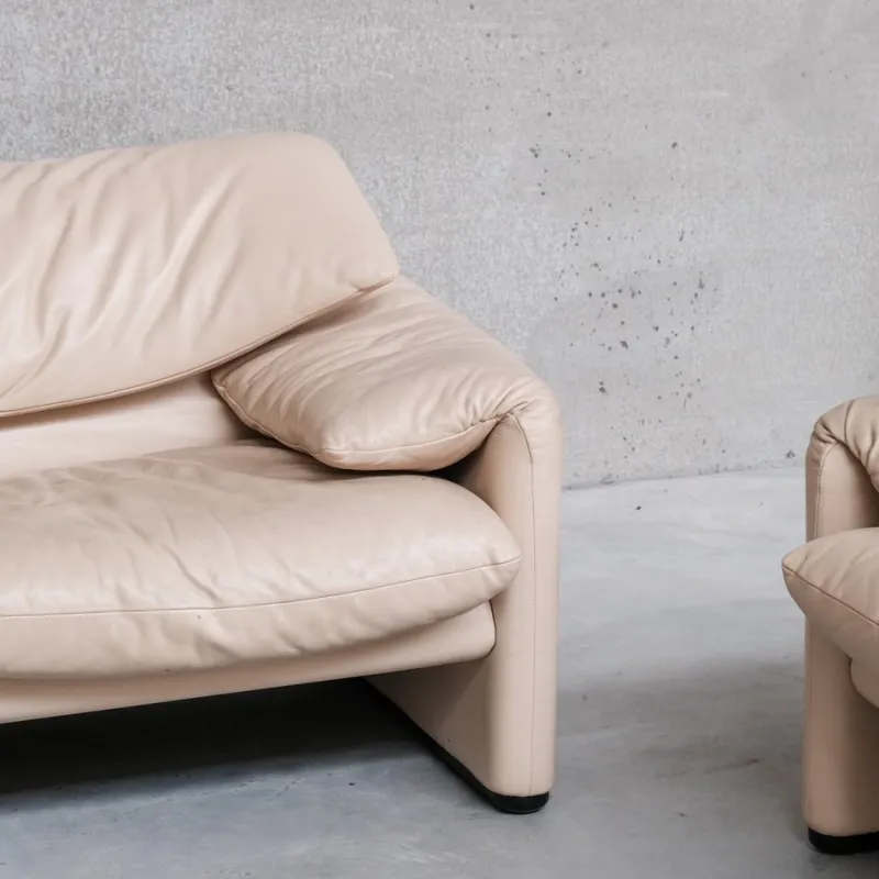 Pamono Maralunga Sofas and Armchairs by Vico Magisretti for Cassina, 1990s, Set of 5> Living Room Sets