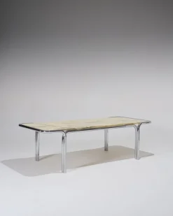 Pamono Marble and Tubular Metal Coffee Table, 1970s><noscript><img width=