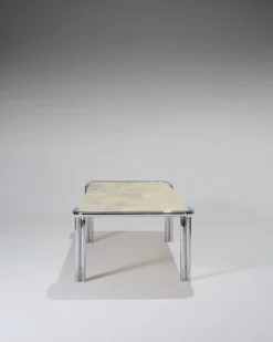 Pamono Marble and Tubular Metal Coffee Table, 1970s><noscript><img width=
