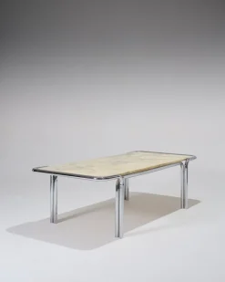 Pamono Marble and Tubular Metal Coffee Table, 1970s><noscript><img width=