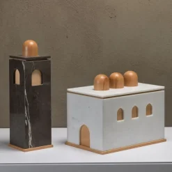 Pamono Marble and Wood Quba Box by Gabriele D'angelo for Kimano> Trunks, Crates & Baskets