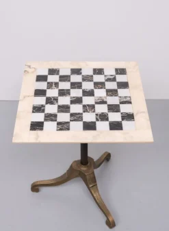 Pamono Marble Chest Board on Brass Stand, 1970s><noscript><img width=