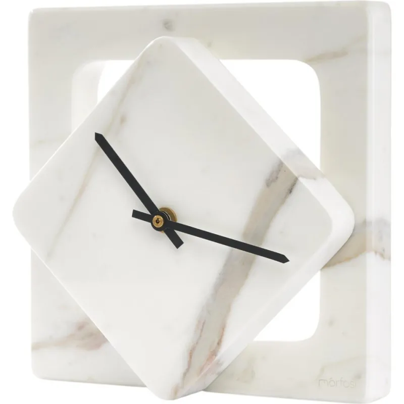 Best Pamono Marble One Cut Table Clock by Moreno Ratti