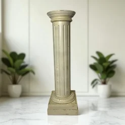 Best Pamono Marble Style Wooded Colomn Plynth or Pedestal, 1980s