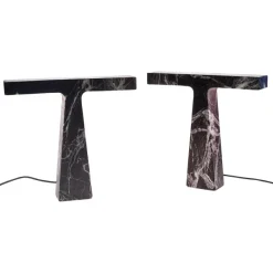 Pamono Marble Table Lamps in Rosso Levanto Marble by Silvio Piattelli, Set of 2> Table Lamps