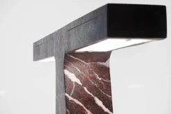 Pamono Marble Table Lamps in Rosso Levanto Marble by Silvio Piattelli, Set of 2><noscript><img width=