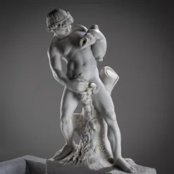 Pamono Marble Wall Fountain with Satyr, 19th Century><noscript><img width=
