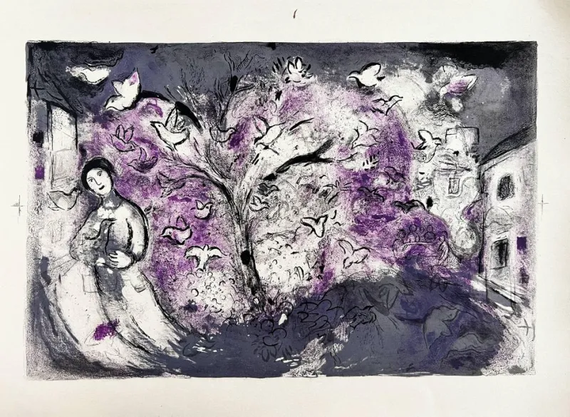 Pamono Marc Chagall, Daphnis et Chloé, Planche XXVI, 1961, Lithograph> Abstraction