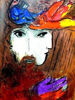 Pamono Marc Chagall, Double Portrait, 1956, Original Lithograph> Mid-Century