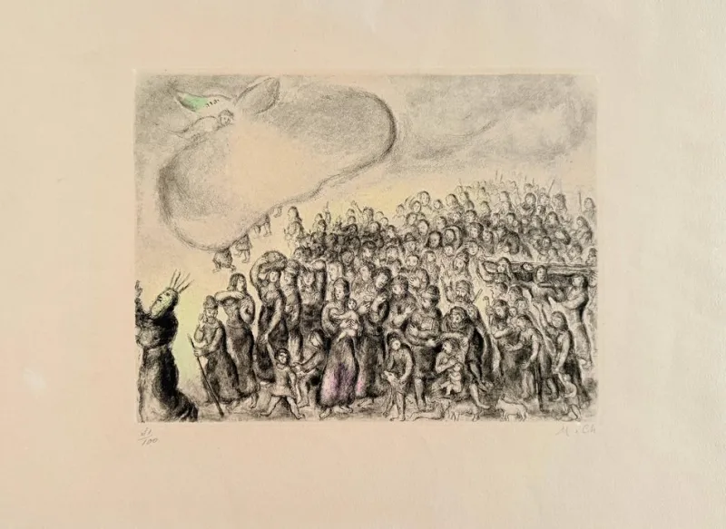 Pamono Marc Chagall, Exodus from Egypt, 1956, Etching and Watercolour> Prints & Multiples