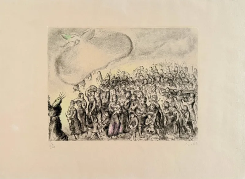 Pamono Marc Chagall, Exodus from Egypt, 1956, Etching and Watercolour> Prints & Multiples