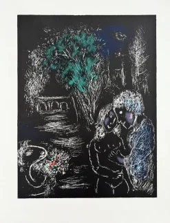 Pamono Marc Chagall, L'Arbre Vert aux Amoureux, 1980, Lithograph