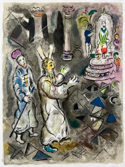 Outlet Pamono Marc Chagall, Moses and Aaron with Pharaoh, 1966, Lithograph