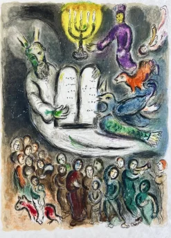 Pamono Marc Chagall, Moses then came and called for the Elders of the people..., 1966, Lithograph> Abstraction|Prints & Multiples