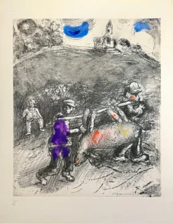 Pamono Marc Chagall, The Miller, His Son, and the Donkey, 1954, Etching> Prints & Multiples