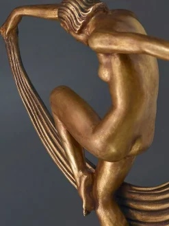 Pamono Marcel Bouraine / Denis, Art Deco Sculpture of Dancer with Veil, 1920s-1940s, Bronze on Marble><noscript><img width=
