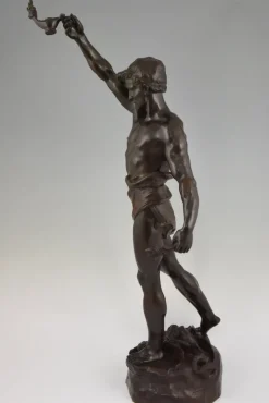 Sale Pamono Marcel Debut, Sculpture of Aladdin and the Magic Lamp, Bronze