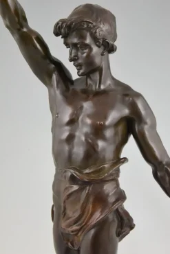 Sale Pamono Marcel Debut, Sculpture of Aladdin and the Magic Lamp, Bronze