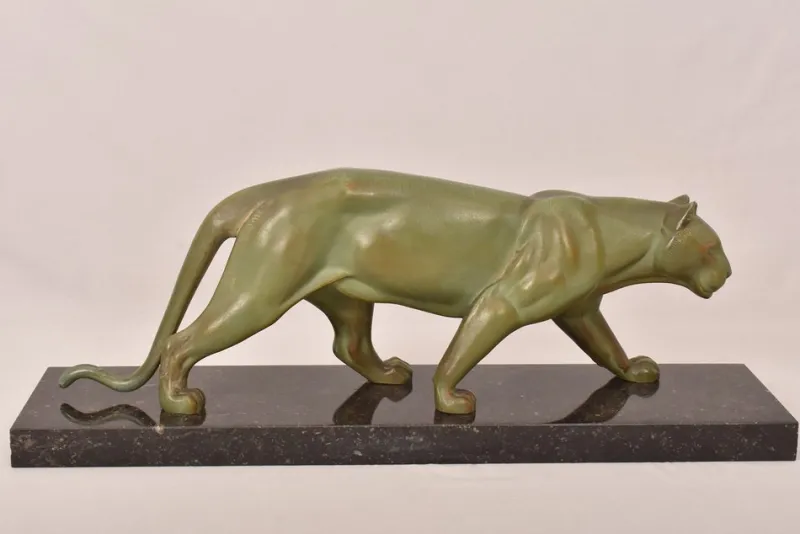 Pamono Marcel Leducq, Art Deco Panther, Antimony> Art Deco|Sculpture