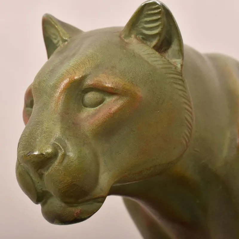 Pamono Marcel Leducq, Art Deco Panther, Antimony> Art Deco|Sculpture