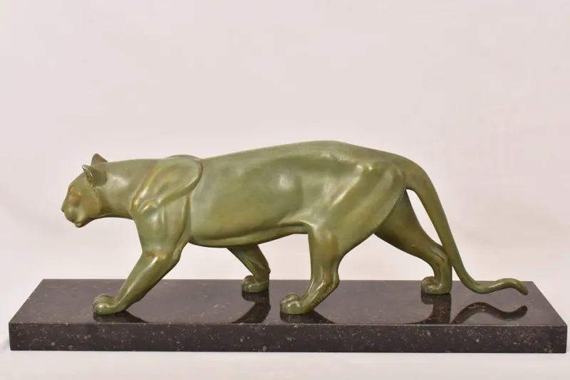 Pamono Marcel Leducq, Art Deco Panther, Antimony> Art Deco|Sculpture