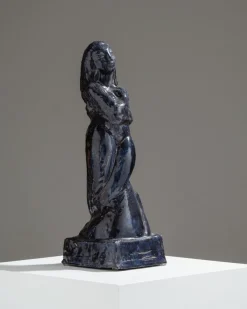 Pamono Marcel Wolfers, Mermaid Sculpture, 1920s-1940s, Blue Ceramic><noscript><img width=