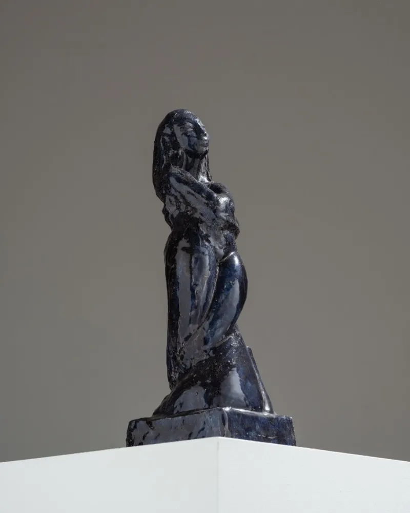 Pamono Marcel Wolfers, Mermaid Sculpture, 1920s-1940s, Blue Ceramic> Sculpture