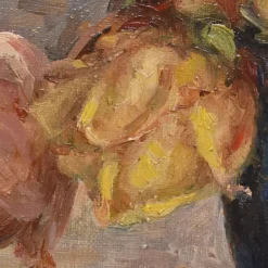 Pamono Marie Antoinette Queroy, Still Life with Yellow Roses, 20th Century, Oil on Canvas, Framed><noscript><img width=