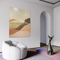 Pamono Marilina Marchica, Geometric Landscape, Original Oil Painting> Minimalist