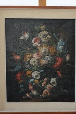 Best Pamono Mariolino da Caravaggio, Flowers, 1970, Oil on Canvas, Framed