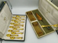 Hot Pamono Marly Gold-Plated Dessert Service from Christofle, 1950s, Set of 26