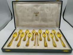 Hot Pamono Marly Gold-Plated Dessert Service from Christofle, 1950s, Set of 26
