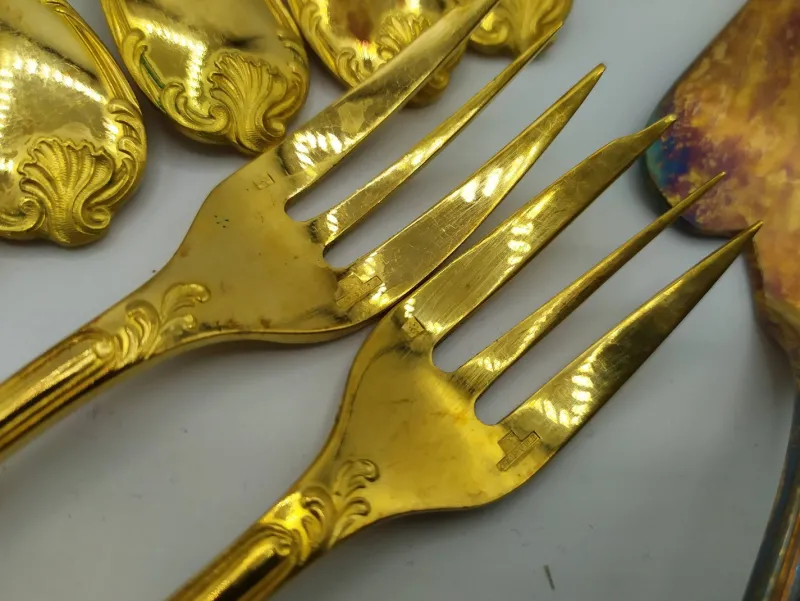 Hot Pamono Marly Gold-Plated Dessert Service from Christofle, 1950s, Set of 26