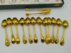 Hot Pamono Marly Gold-Plated Dessert Service from Christofle, 1950s, Set of 26
