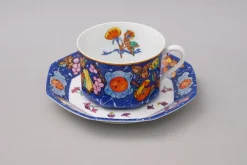 Hot Pamono Marqueterie de Pierres d'Orient et d'Occident Café Au Lait Cup and Saucer from Hermès Paris, 1980s, Set of 2