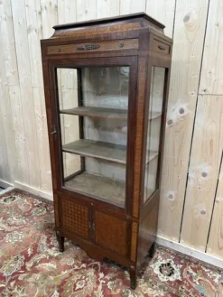 Pamono Marquetry Display Case in Wood><noscript><img width=
