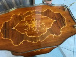 Pamono Marquetry 3-Wheeled Serving Trolley with Trays, 1950s> Serving Bar Carts & Trolleys