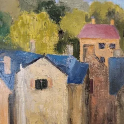 Best Pamono Marthe Germain, L'Aven Au Port, 1986, Oil on Canvas, Framed