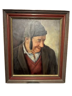 Pamono Martin Anzinger, Smiling Man Portrait, 1950s, Oil on Canvas, Framed> Mid-Century
