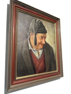 Pamono Martin Anzinger, Smiling Man Portrait, 1950s, Oil on Canvas, Framed><noscript><img width=