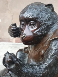 Clearance Pamono Masatsune, Japanese Meiji Okimono Sculpture of a Monkey, 1890s, Bronze