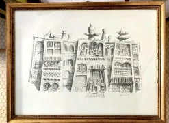 Pamono Massimo Campigli, The Palazzo Del Gran Can, 1959, Ink & Paper, Lithograph> Minimalist