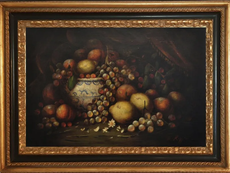 Pamono Massimo Reggiani, Italian Still Life, 2002, Oil on Canvas, Framed> Old Masters