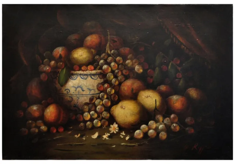 Pamono Massimo Reggiani, Italian Still Life, 2002, Oil on Canvas, Framed> Old Masters